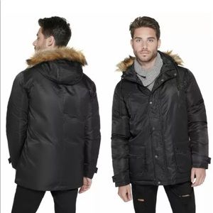 NWT Guess Mens brandy hooded parka-size large black